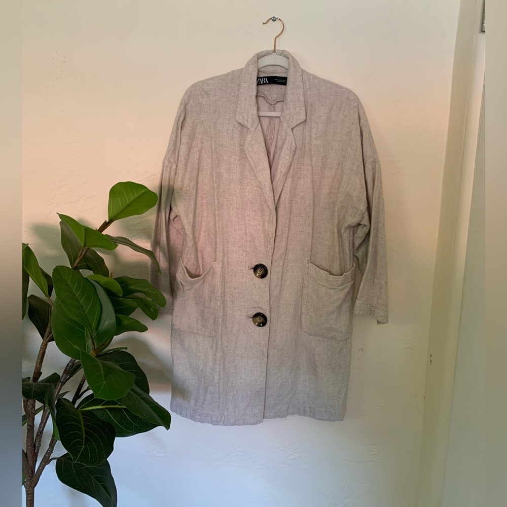 Zara Linen Coat dress Size XS